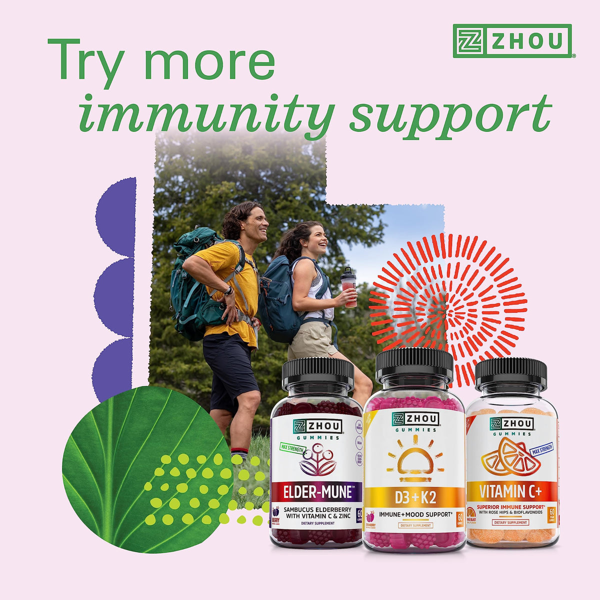 ZHOU Vitamin D3+K2 Supplement Bone Support - 60 Vegetarian Capsules - image 5