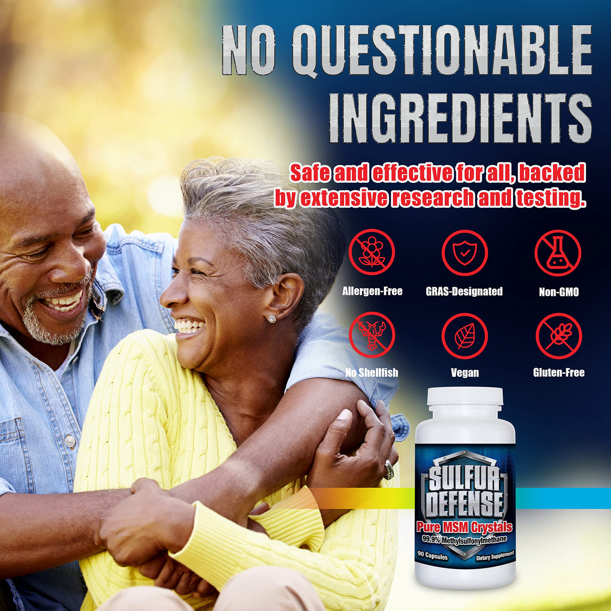 7 Lights Sulfur Defense Opti-MSM 99.9% Pure MSM Powder - 90 Capsules - image 5