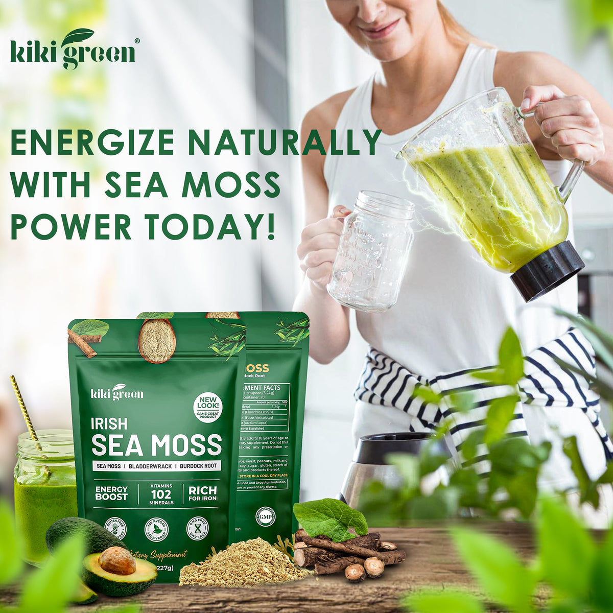 KIKI Green Irish Sea Moss Powder Immune Support - 8 Oz - image 7