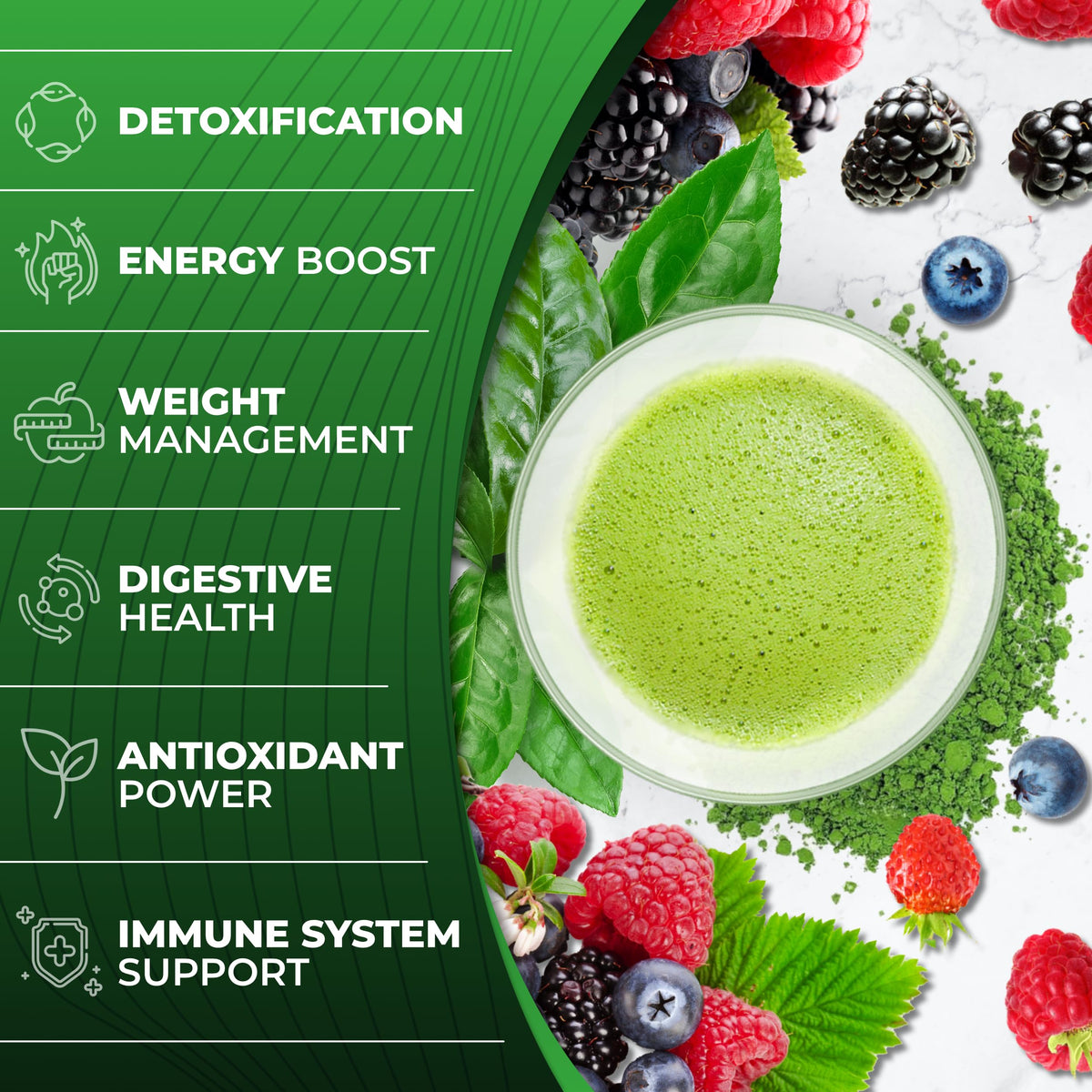 Total Tea Green Powder for Energy & Digestive Health - 30 Servings - image 2