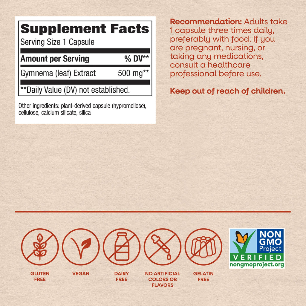 Nature's Way Gymnema Leaf Extract Carbohydrate Metabolism Support - 60 Capsules - image 6