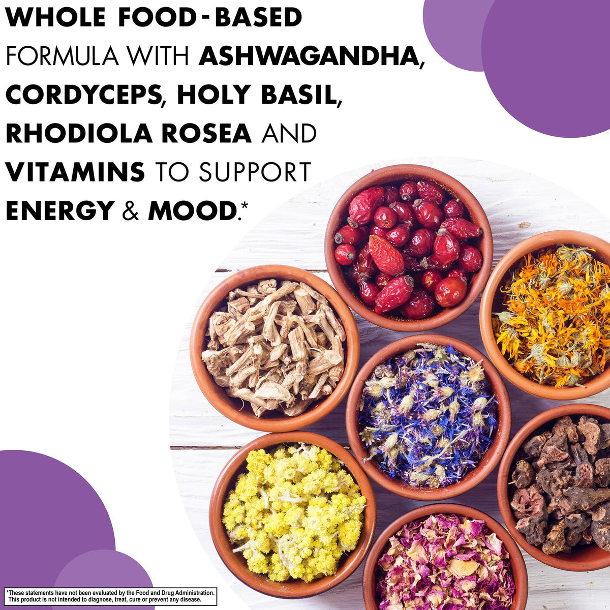 BlueBonnet Adrenal Support Energy & Mood - 120 Vegetable Capsules - image 3