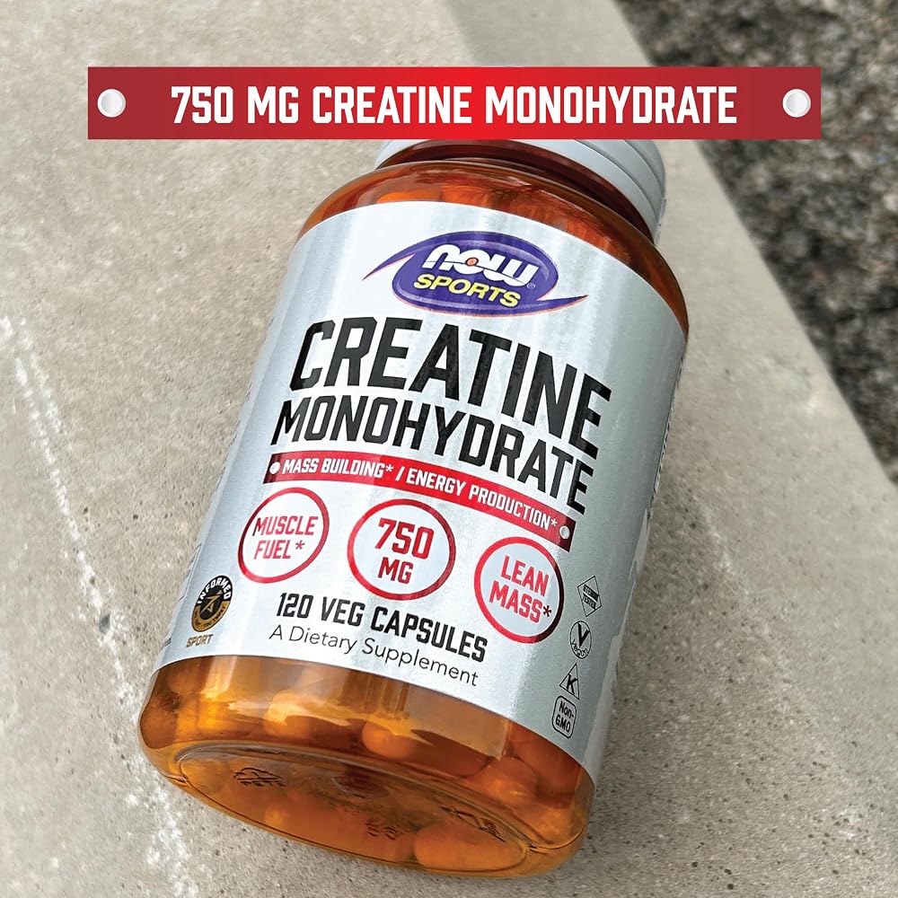 NOW Sports Creatine Monohydrate 750 mg - 240 Vegetarian Capsules - image 4