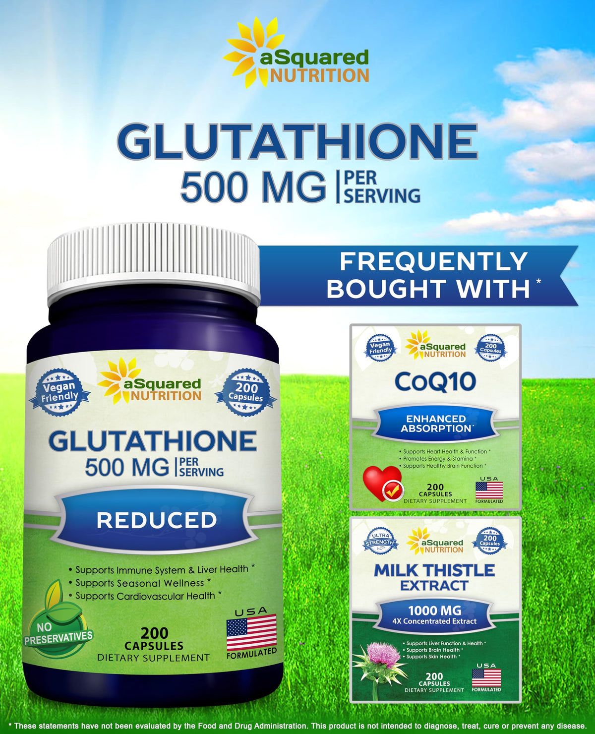 aSquared Nutrition Reduced Glutathione 500mg - 200 Capsules - image 5