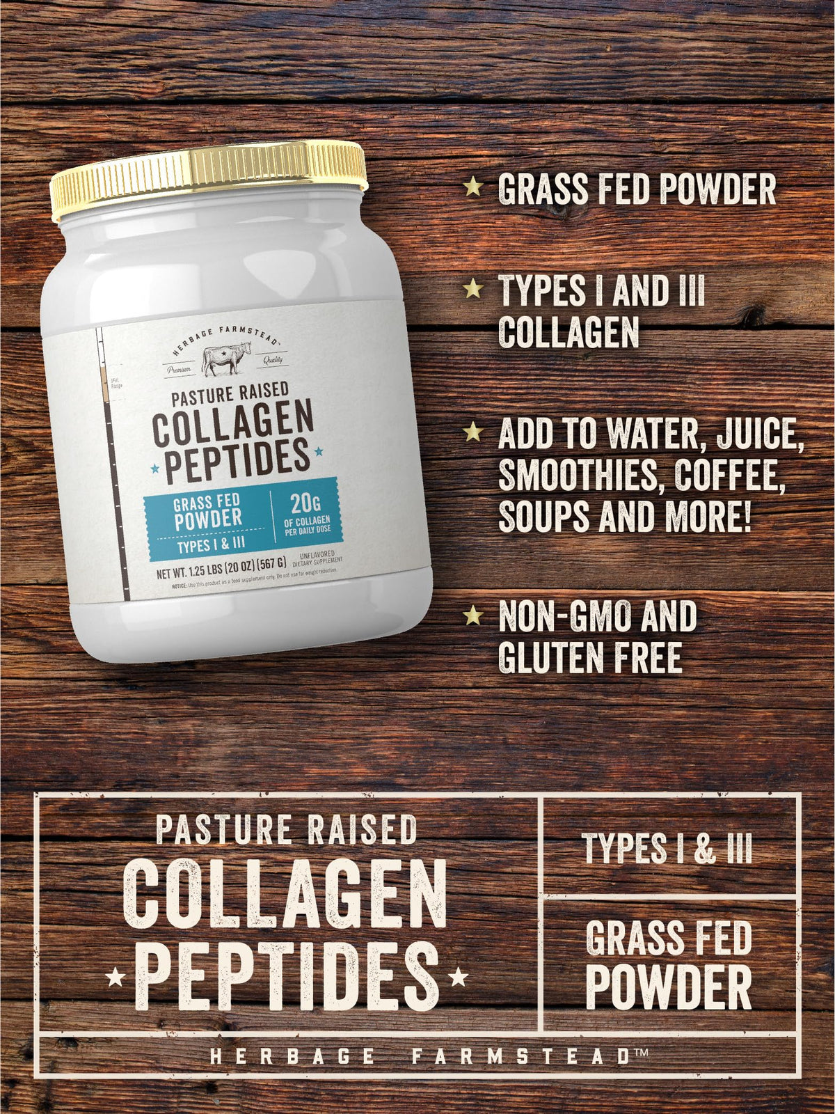 Carlyle Grass Fed Collagen Peptides Powder - 20 oz - image 4