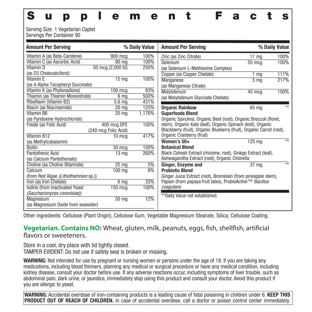 Rainbow Light Womens One 50+ High Potency Daily Multivitamin