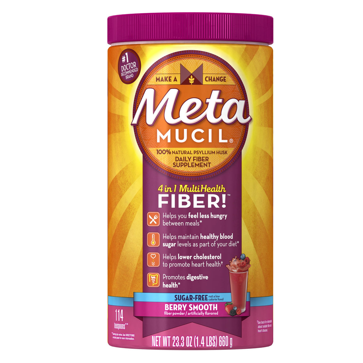 Metamucil Psyllium Fiber Supplement Sugar Free Powder - 114 Doses