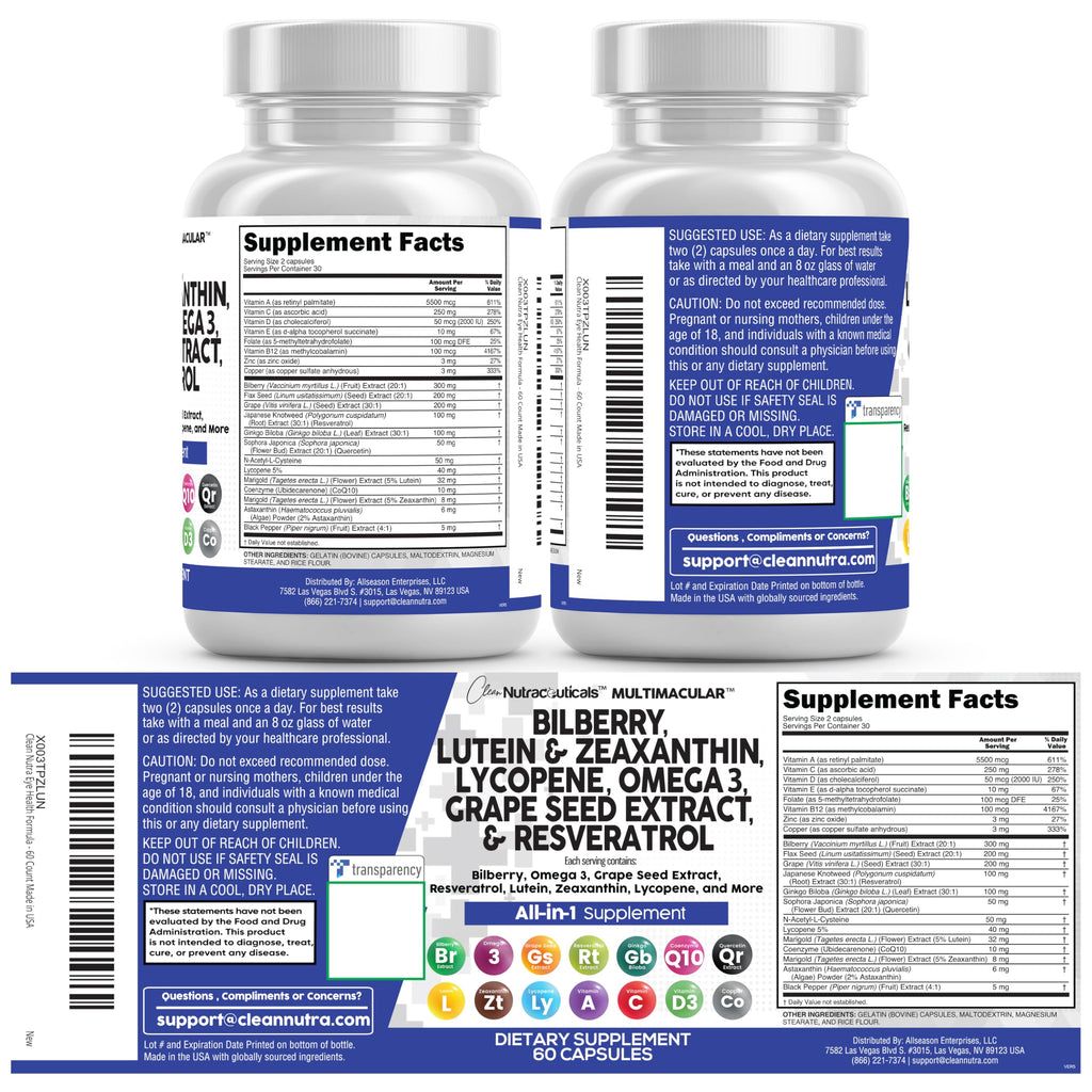 Clean Nutraceuticals Eye Vitamins with Lutein - 60 Capsules - image 9