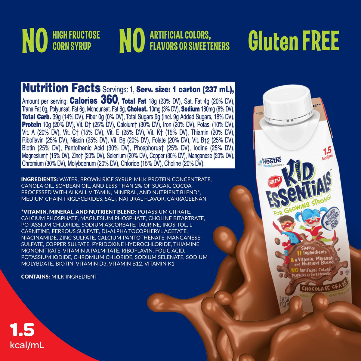 BOOST KID ESSENTIALS 1.5, 8 Fl oz (Pack of 24)
