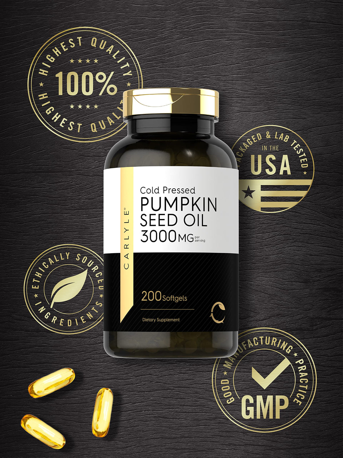 Carlyle Pumpkin Seed Oil 3000 mg - 200 Softgels - image 5