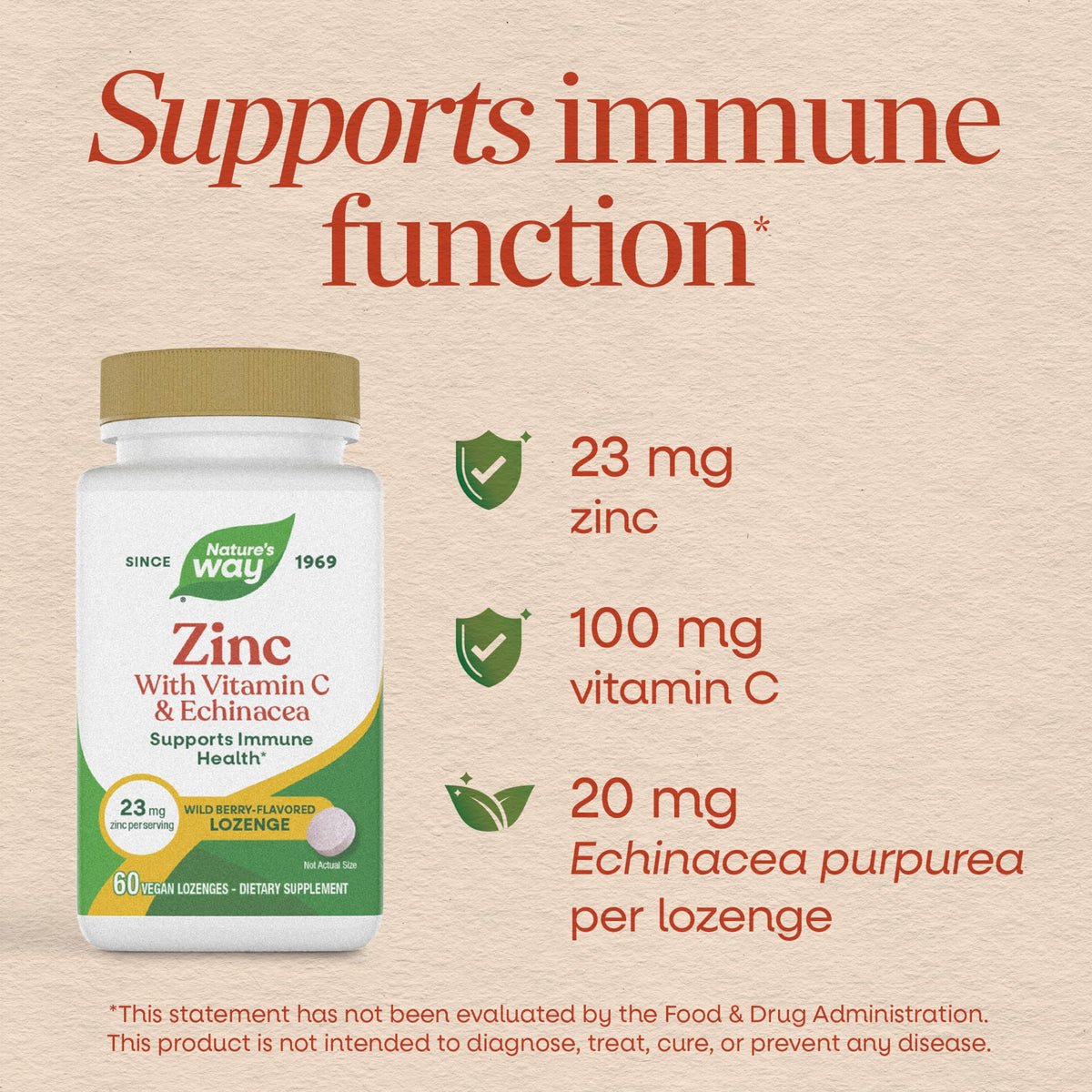 Nature's Way Zinc Lozenges with Vitamin C & Echinacea - 60 Count - image 3
