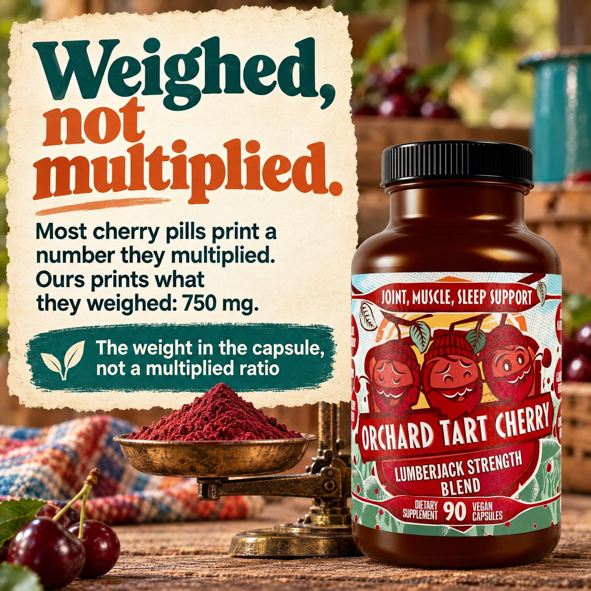 Hippie Farms Tart Cherry Capsules & Gummies Grown in USA - Lumberjack