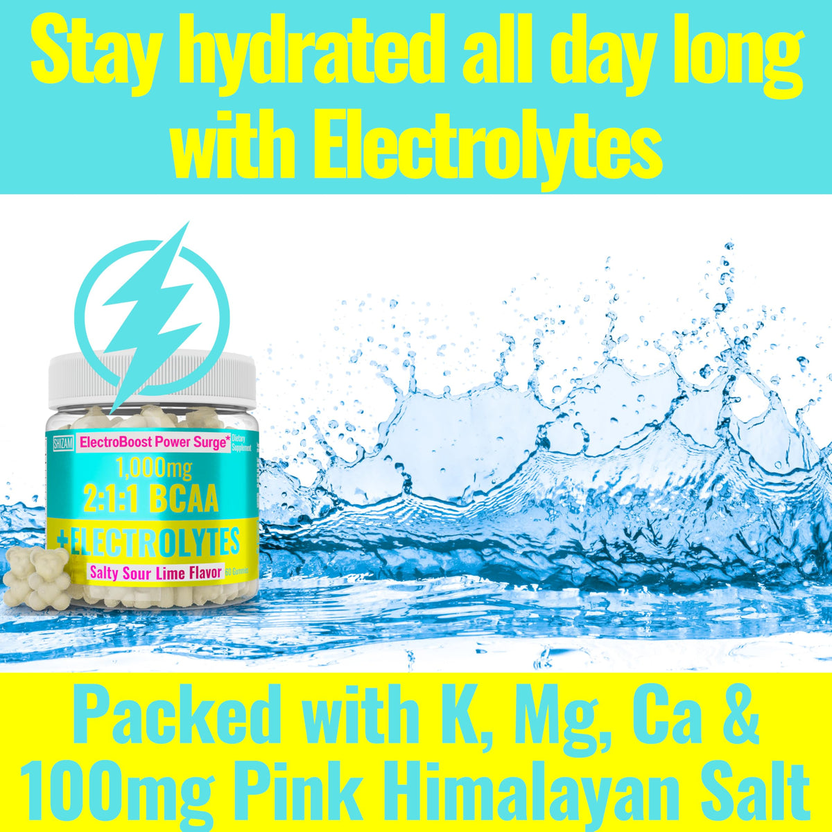 SHIZAM Electrolyte BCAA Gummies Energy Chews - 60 Count - image 4
