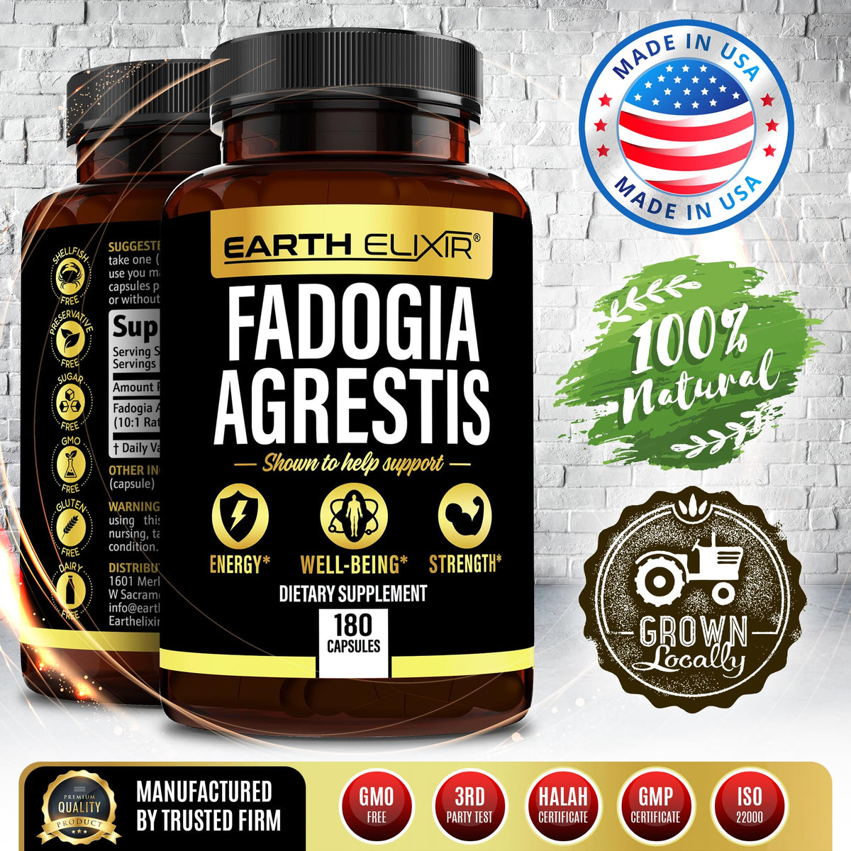 Earth Elixir Fadogia Agrestis 900mg - 180 Vegetarian Capsules - image 3
