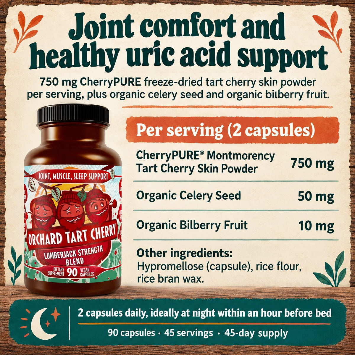 Hippie Farms Tart Cherry Capsules & Gummies Grown in USA - Lumberjack
