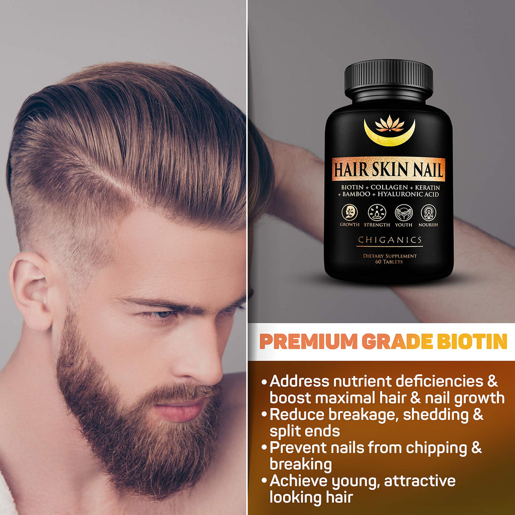 Chiganics Hair Skin and Nail Growth Vitamins with Biotin 5000mcg - 60 Tablets - image 4