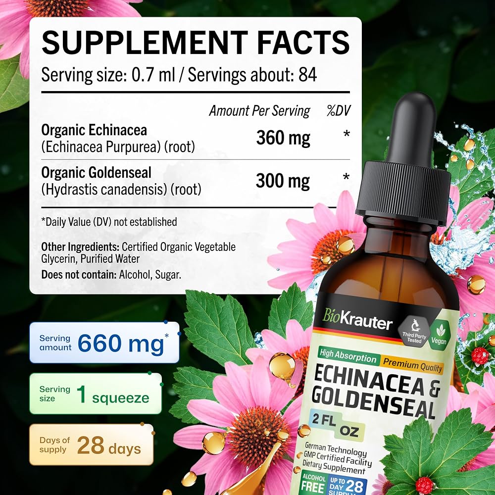 BIO KRAUTER Echinacea Goldenseal Immune & Respiratory Support - 2 Fl Oz - image 4