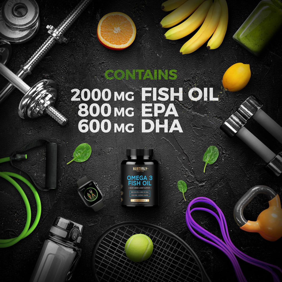 NURTURLY Omega 3 Fish Oil 2000mg Enteric Coated - 120 Softgels - image 5