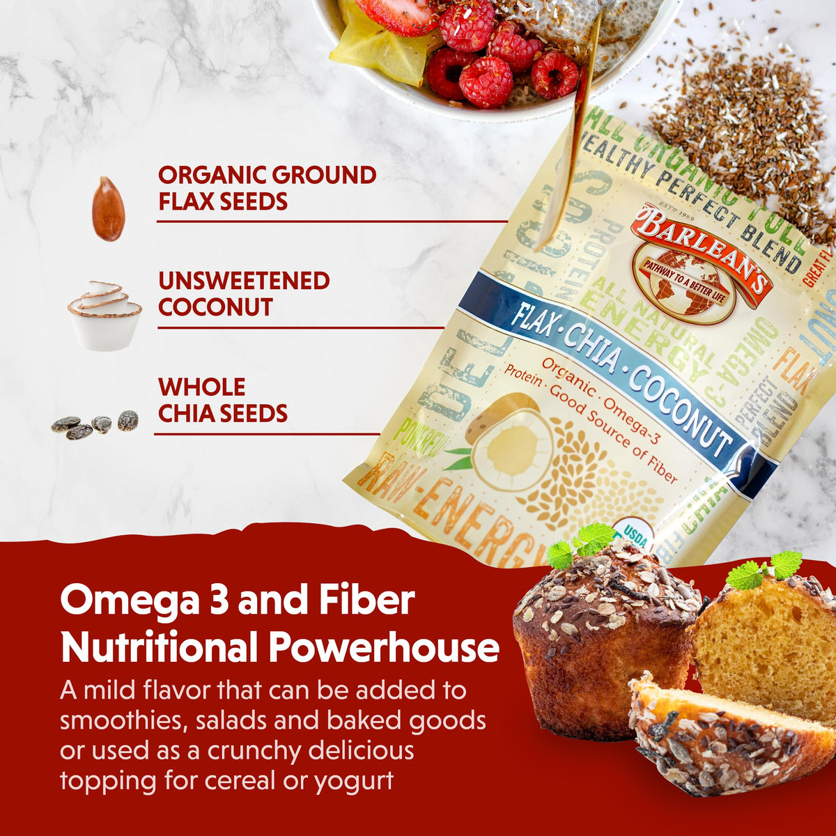 Barlean's Organic Seed Blend Non-GMO, Vegan, Gluten-free