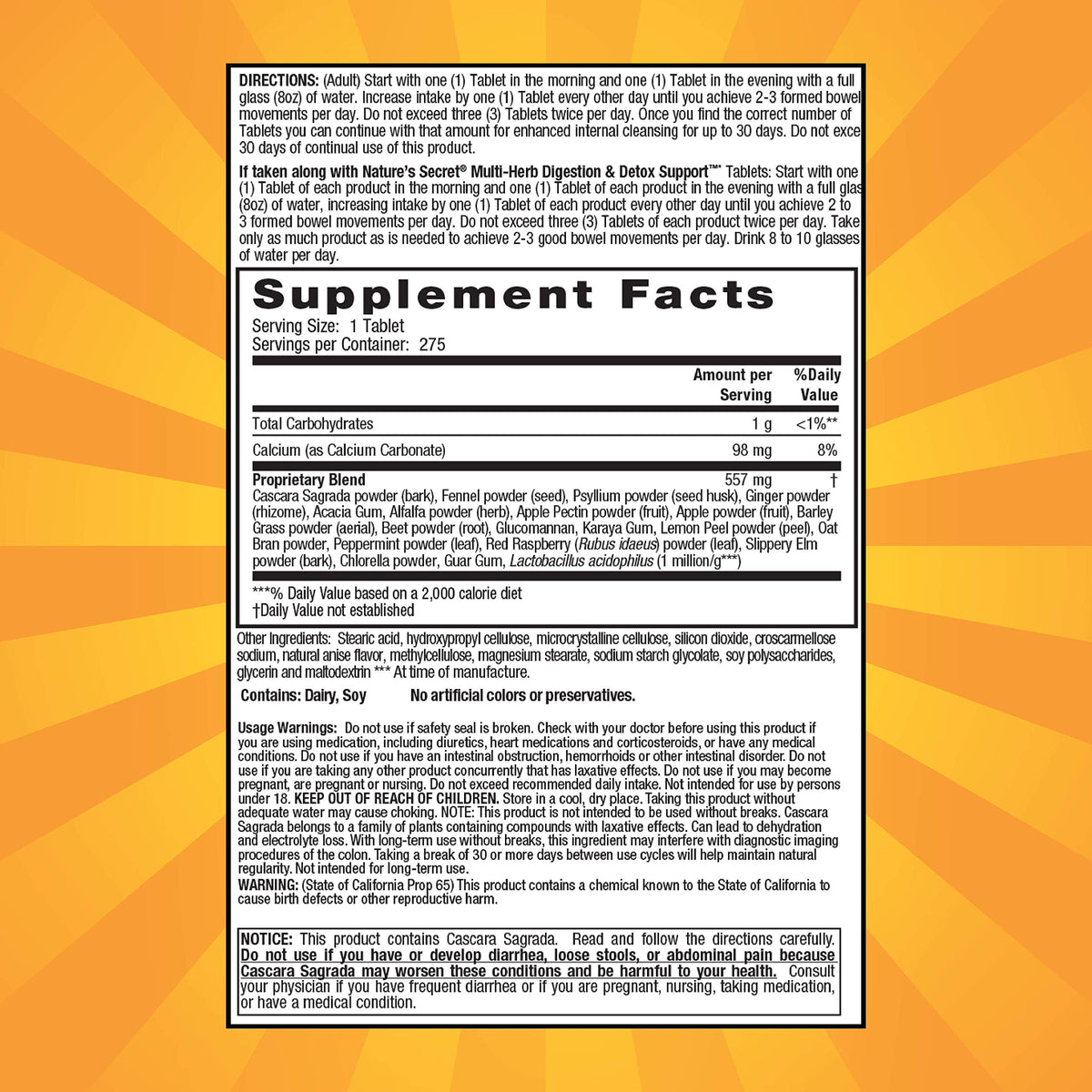 Nature's Secret Multi-Herb Colon Cleanse - 275 Tablets - image 2