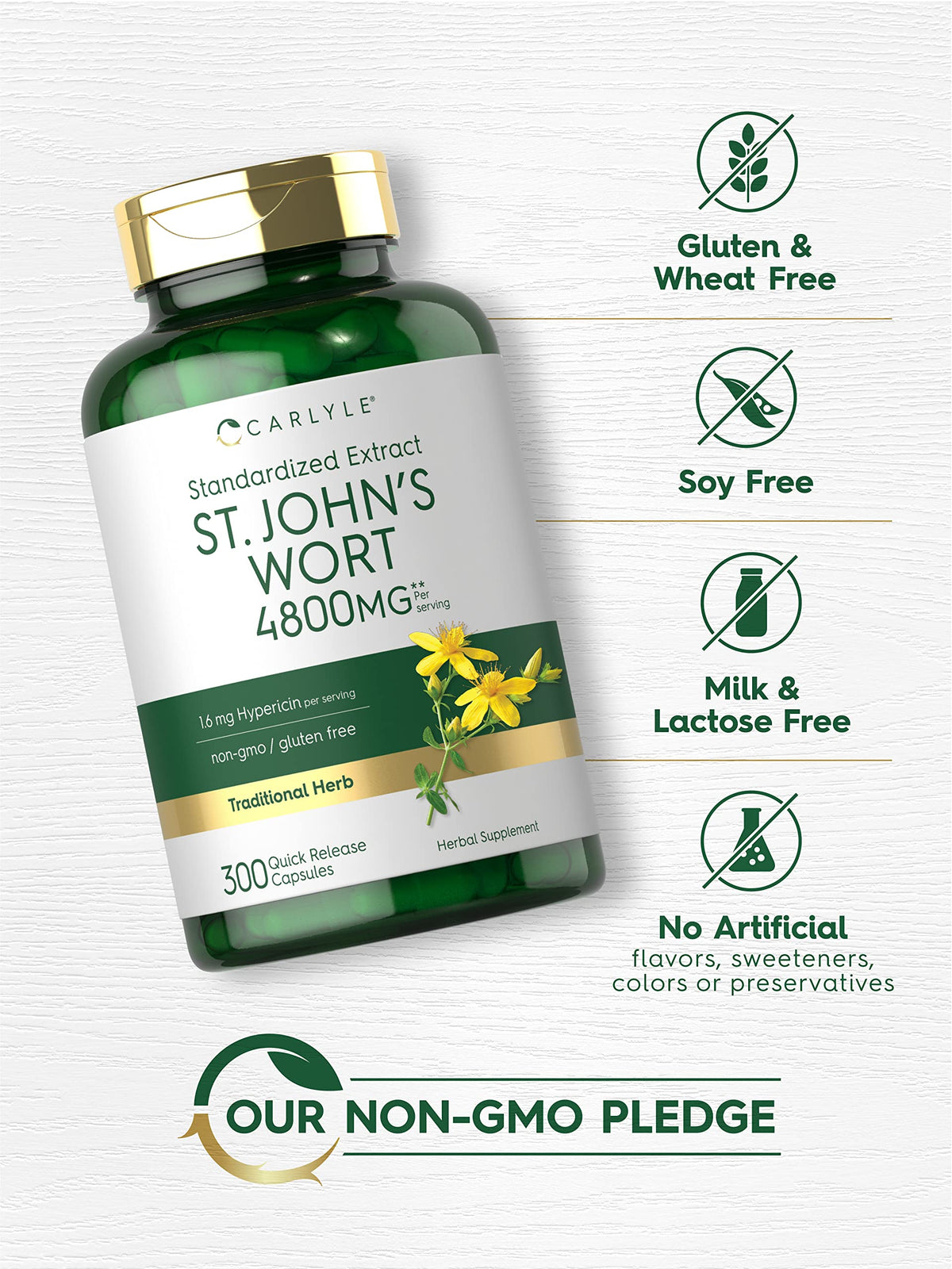 Carlyle St. John's Wort Standardized Extract - 300 Capsules - image 4