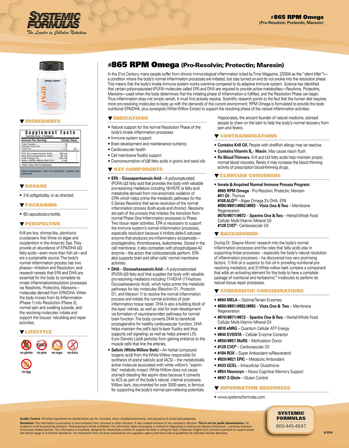 Systemic Formulas RPM Pre-Resolvin Protectin Maresin - 60 Capsules - image 2