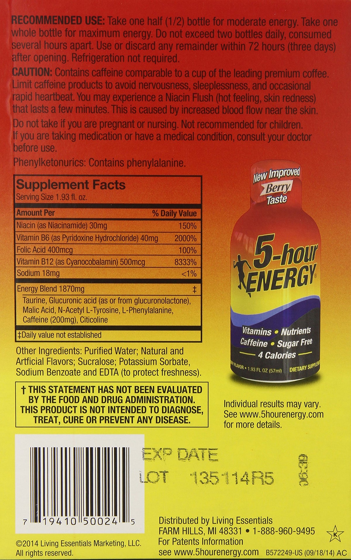 5-hour ENERGY Dietary Supplement Berry Taste - 24 Bottles - image 3
