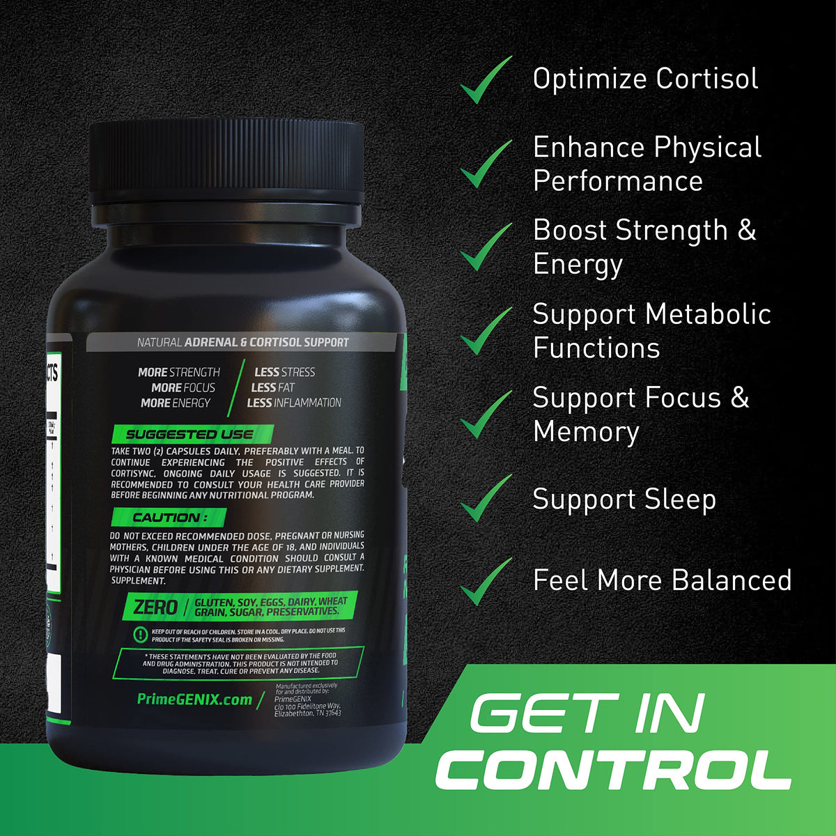 PrimeGENIX CortiSync Cortisol Support with Ashwagandha - 60 Capsules - image 2
