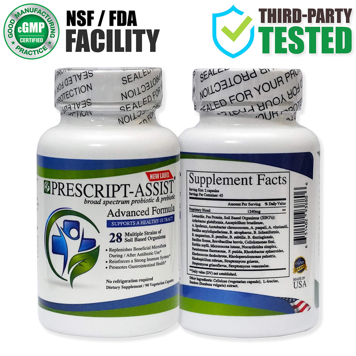 Prescript-Assist Soil-Based Probiotic with Pea Protein - 120 Capsules - image 2