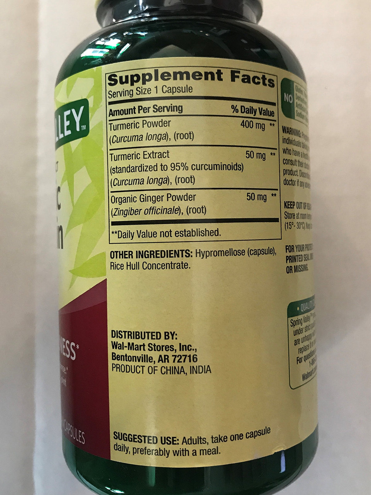 Lrthyonis Spring Valley Turmeric Curcumin with Ginger Powder - 250 Capsules - image 3