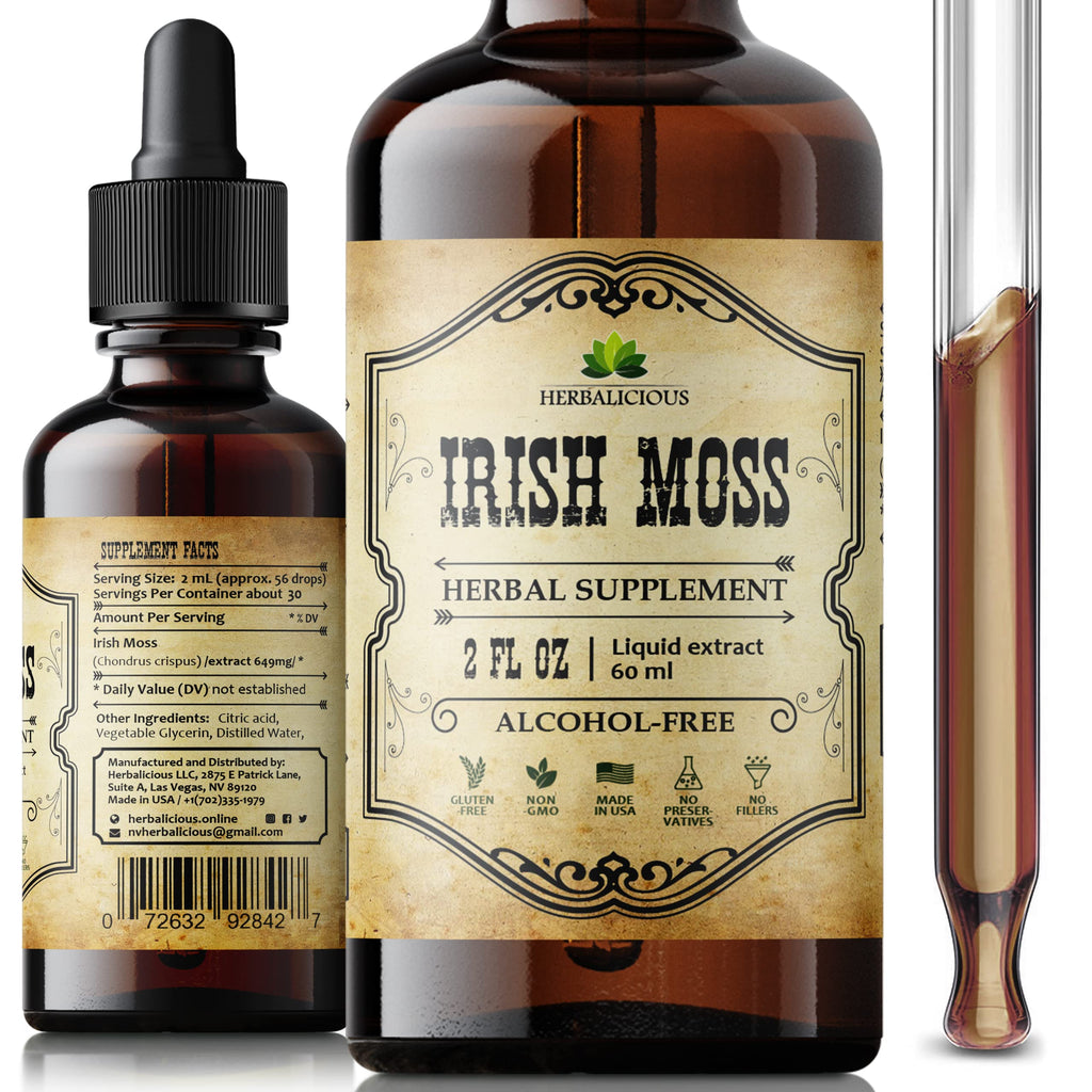 HERBALICIOUS Irish Sea Moss Raw Organic Drops - 2oz Bottle