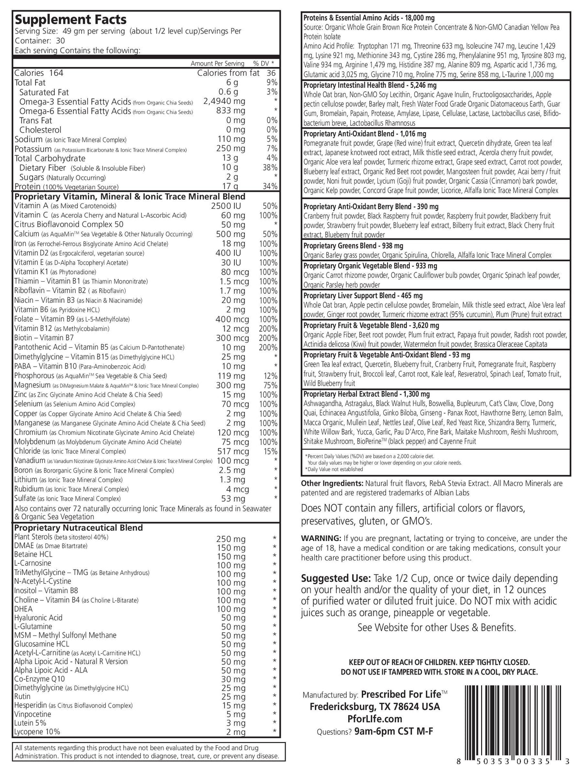Biogenic Foods Vital Life Nutrients Complete Meal Replacement Powder - image 3