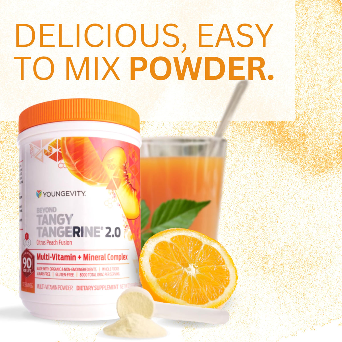Youngevity Beyond Tangy Tangerine 2.0 Citrus Peach Infusion Canister