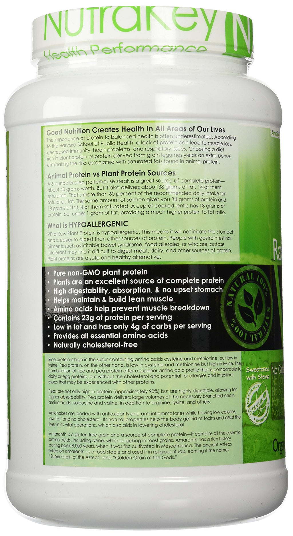 NutraKey V-Pro Raw Plant Protein Powder Mocha - 2 Pound - image 4