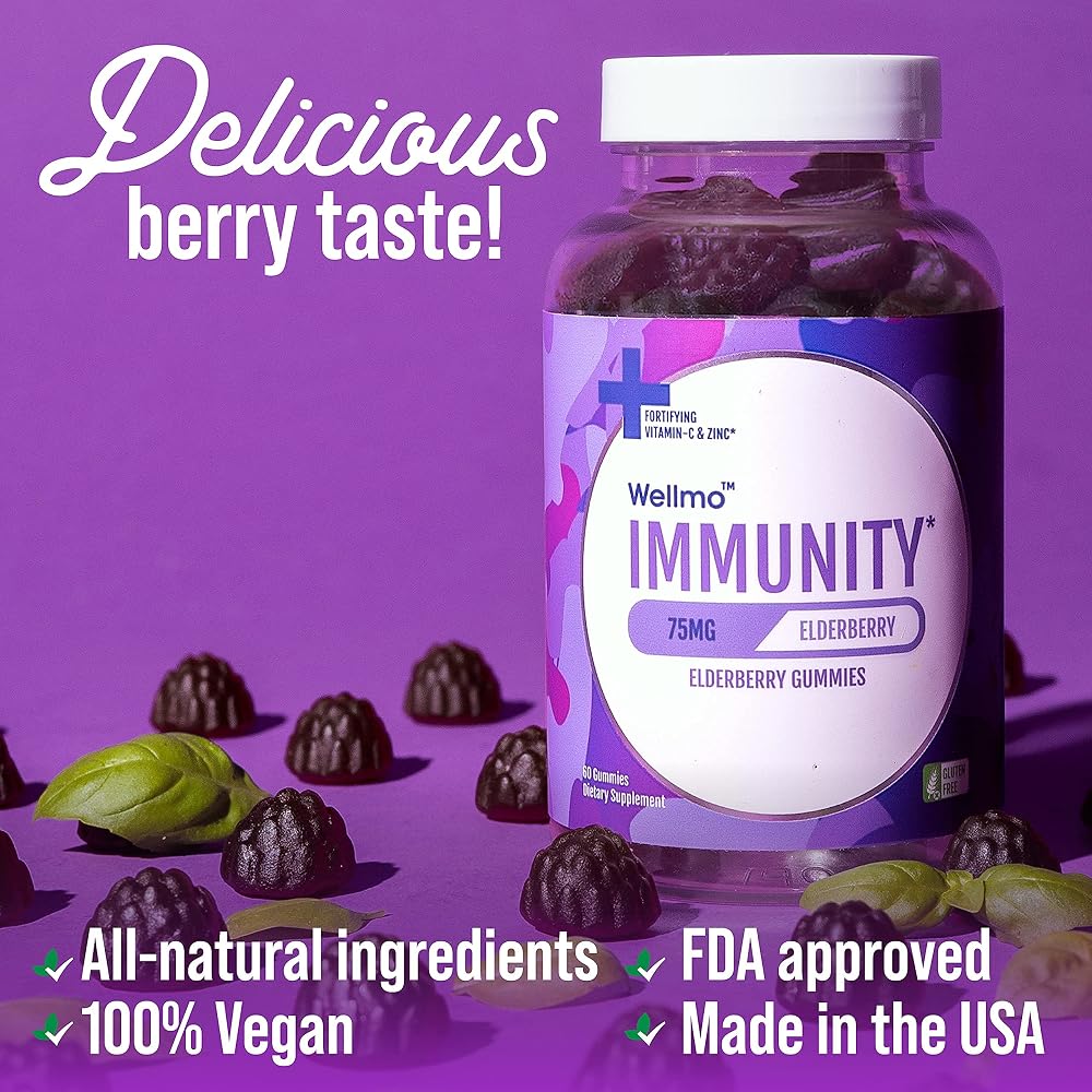 Migdla Wellmo Elderberry Immunity Gummies with Vitamin C and Zinc - 60 Count - image 5