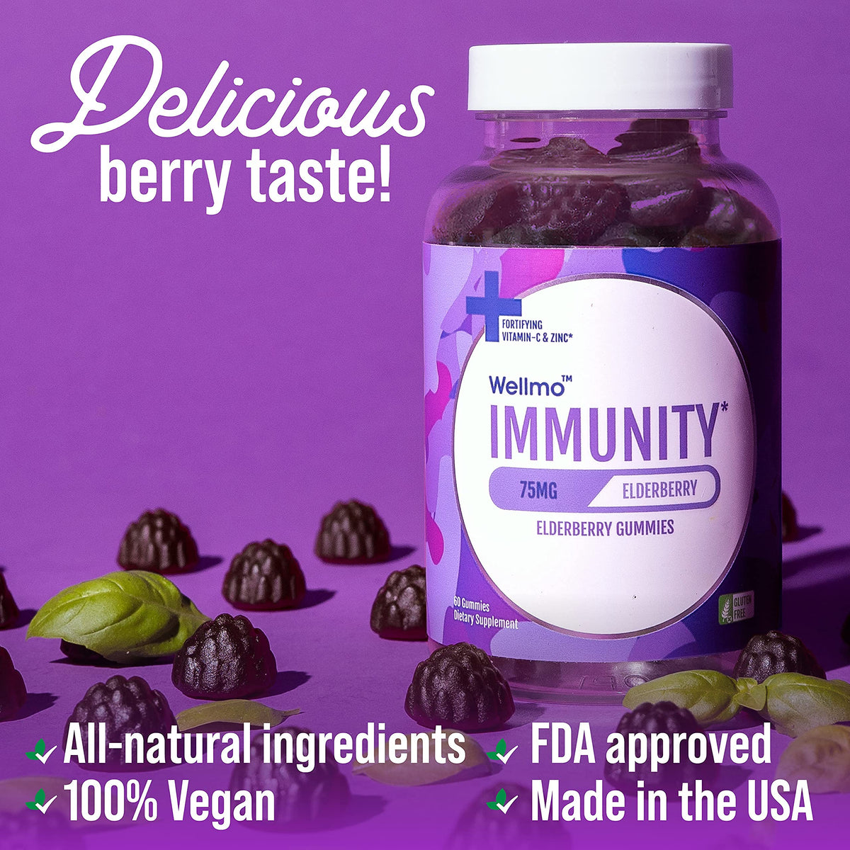 Migdla Wellmo Elderberry Immunity Gummies with Vitamin C and Zinc - 60 Count - image 5