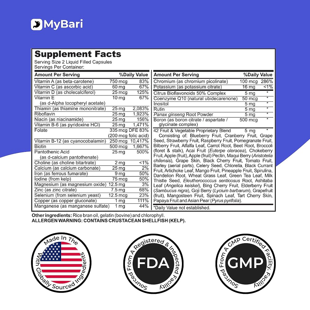 MyBari All-in-One Bariatric Multivitamin with Iron - 60 Capsules - image 8