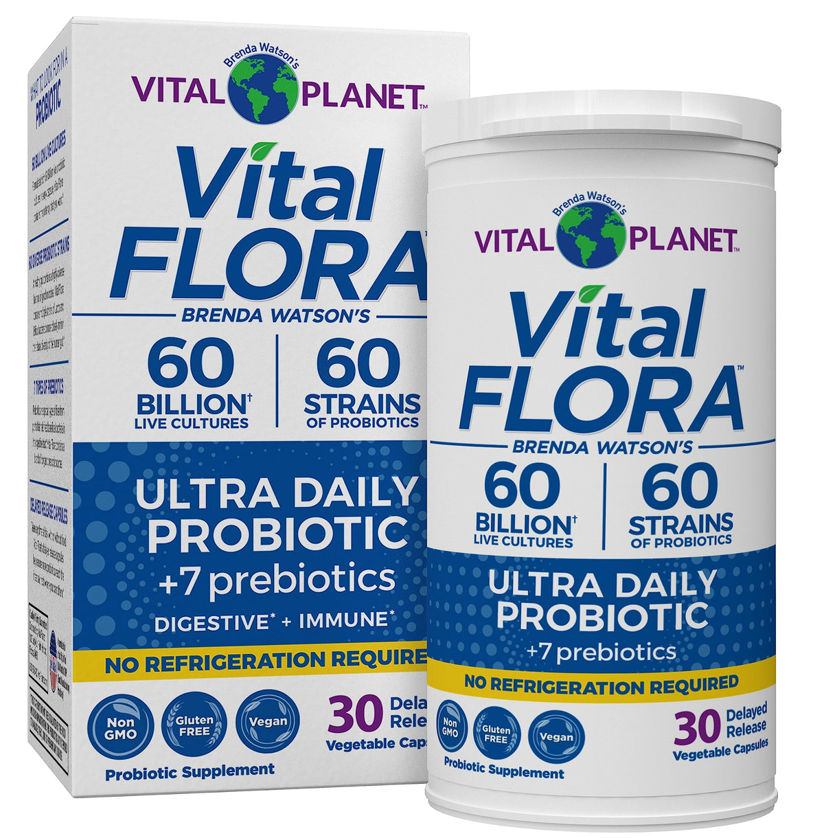Vital Planet Vital Flora Ultra Daily Probiotic 60 Billion CFU - 30 Capsules