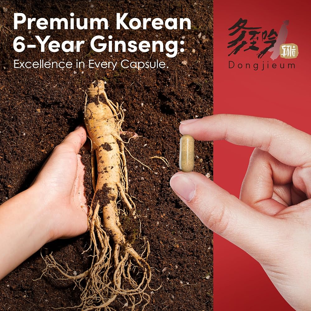Dongjieum Korean Red Ginseng 6-Year Root - 120 Vegan Capsules - image 5