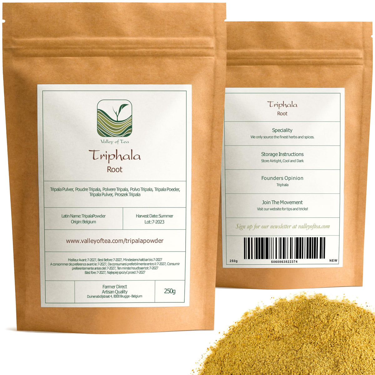 Valley of Tea Triphala Powder Ayurvedic Three Fruit Blend - 250g
