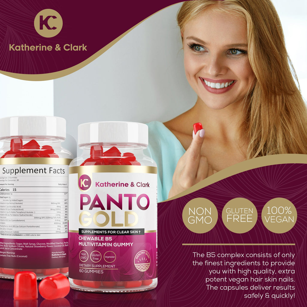 Katherine & Clark Panto Gold Vitamin B5 Biotin Gummies for Hair, Skin & Nails - image 5
