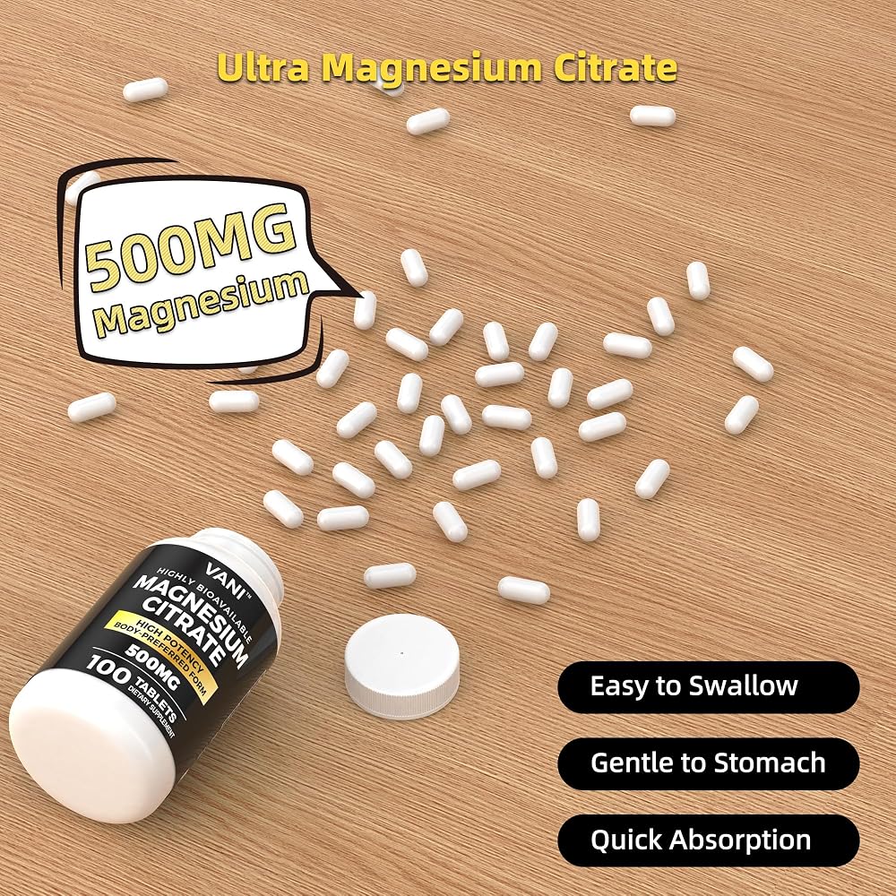 VANI Magnesium Citrate 500mg for Sleep - 100 Capsules - image 5