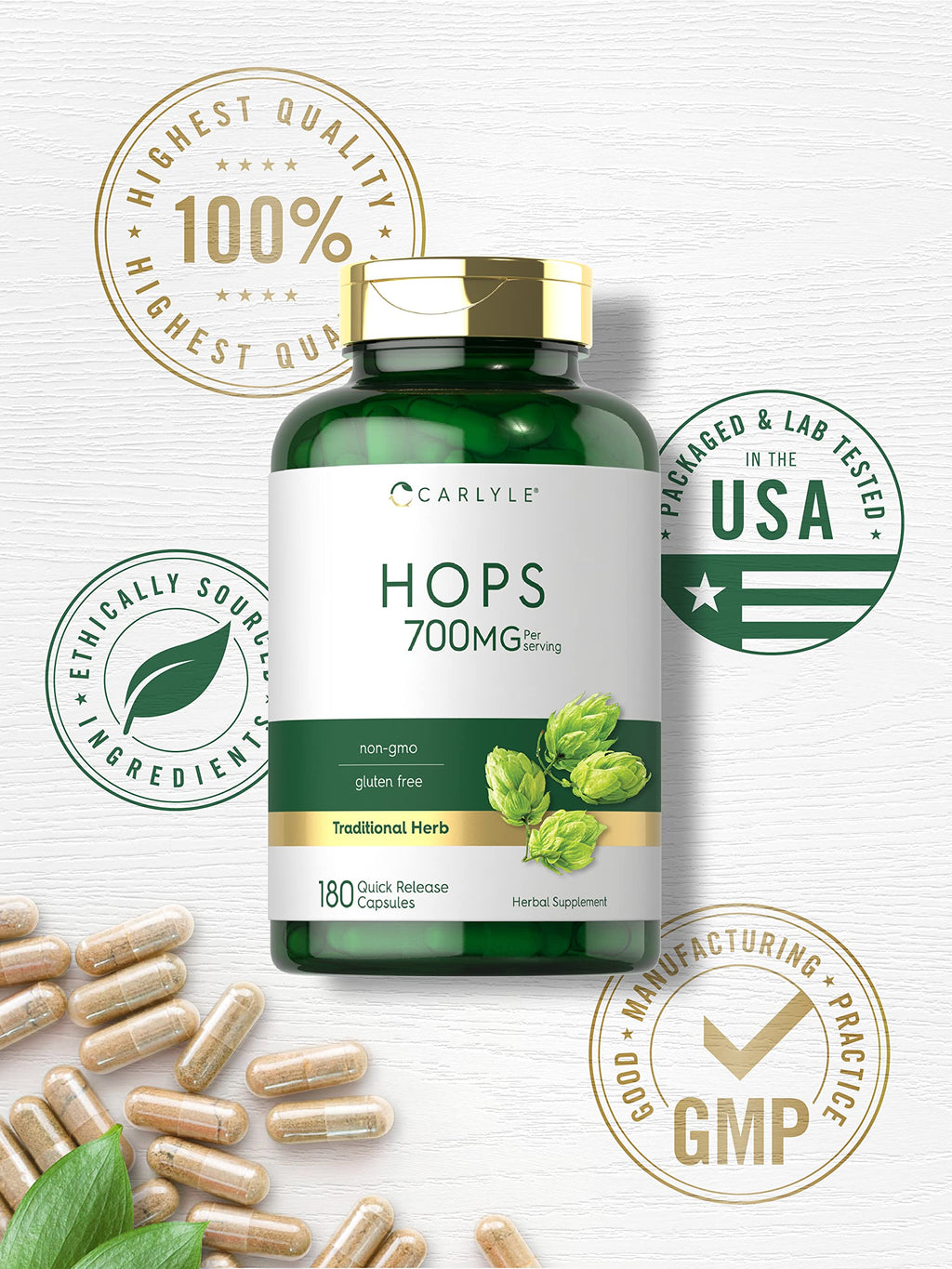 Carlyle Hops Supplement 700mg - 180 Capsules - image 5
