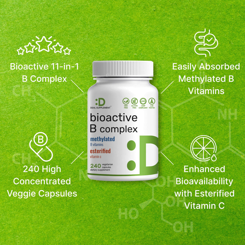 DEAL SUPPLEMENT Bioactive Vitamin B Complex - 240 Vegetarian Capsules - image 4