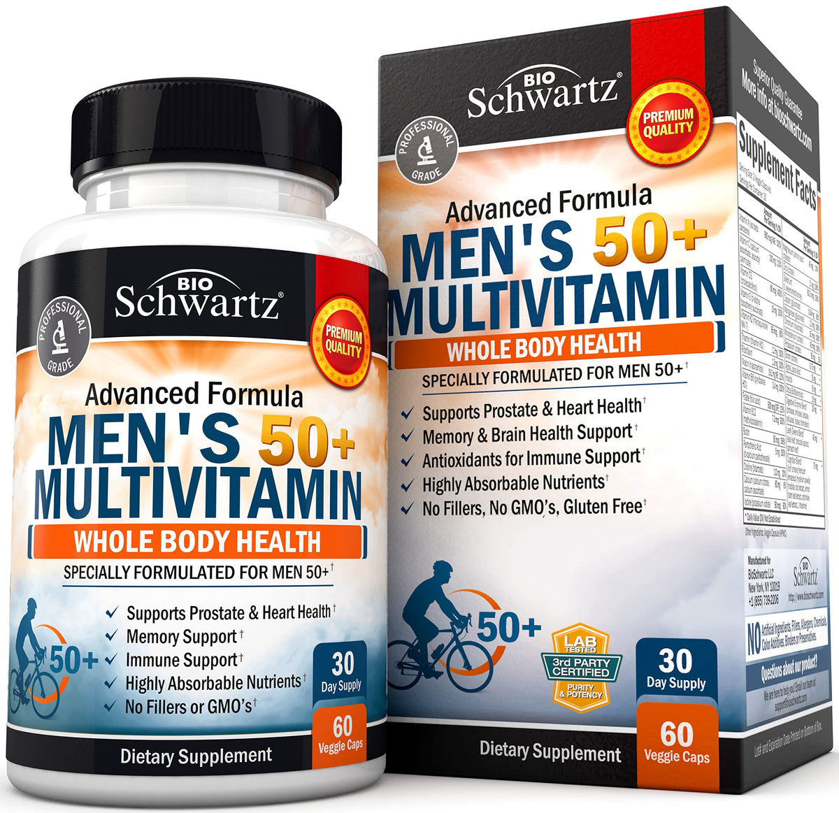 BioSchwartz Mens Multivitamin with Vitamin C A B D3 E Zinc for Immune