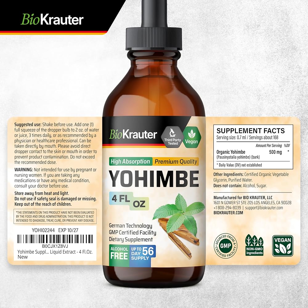 BIO KRAUTER Yohimbe Tincture - Organic Yohimbe Bark Liquid Extract