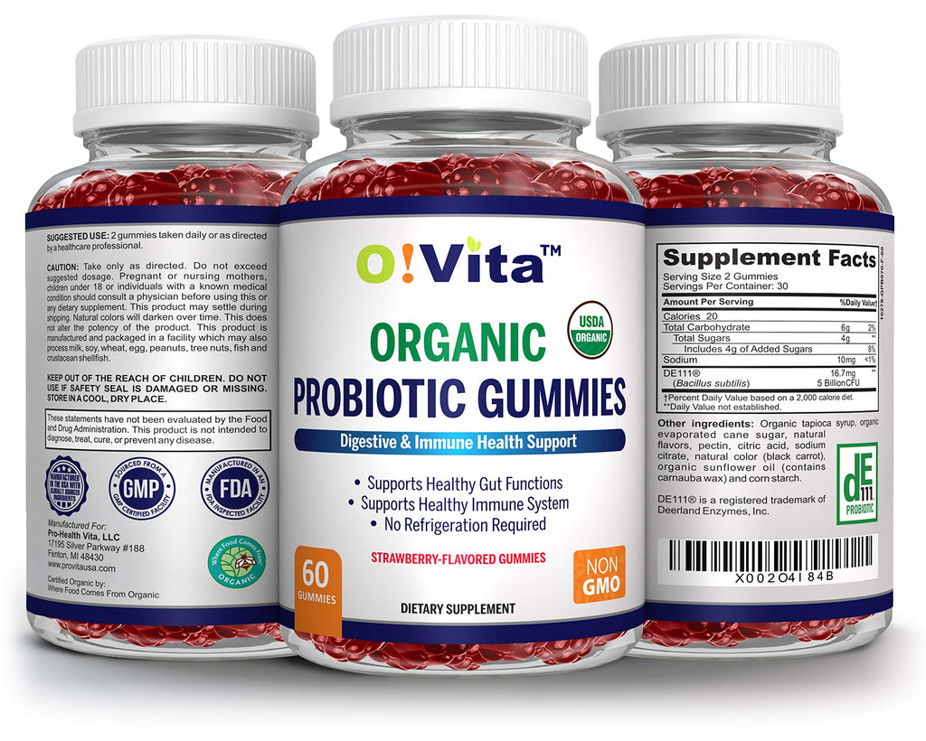 O!VITA Organic Probiotic Gummies 5 Billion CFU - 60 Gummies - image 5