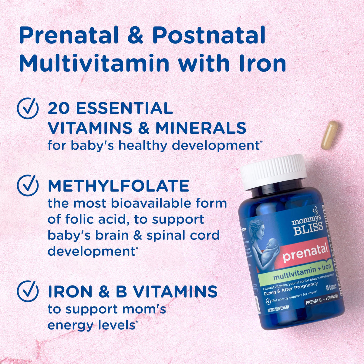 Mommy's Bliss Prenatal Multivitamin with Iron & Folic Acid - 45 Capsules - image 3