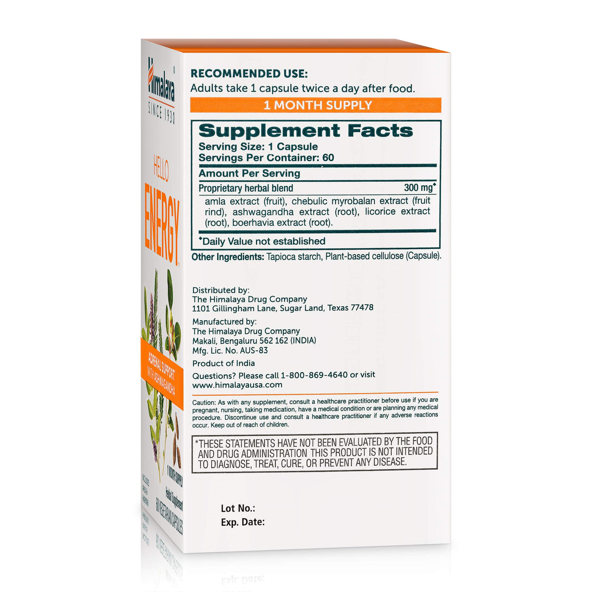 Himalaya Hello Energy Herbal Supplement with Ashwagandha - 60 Capsules - image 2