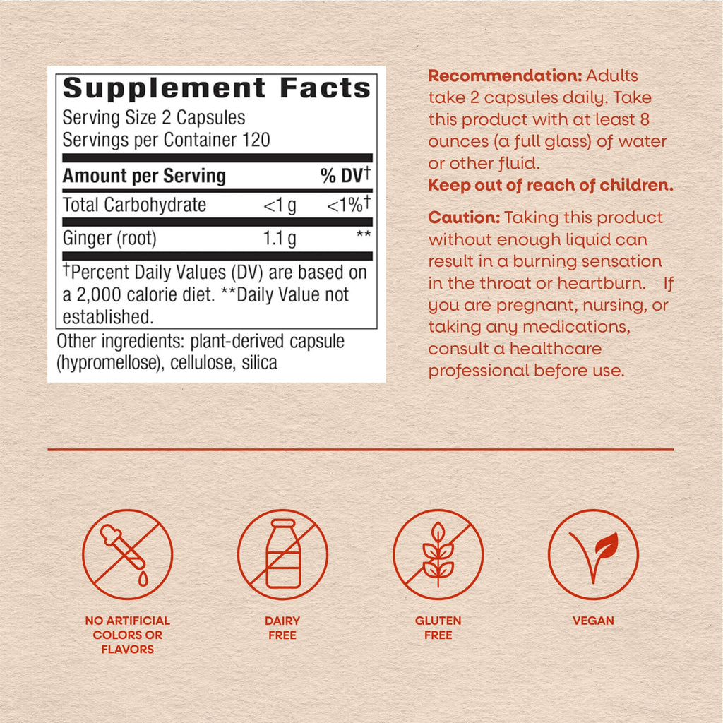 Nature's Way Ginger Root Capsules 1100 mg - 240 Capsules - image 7